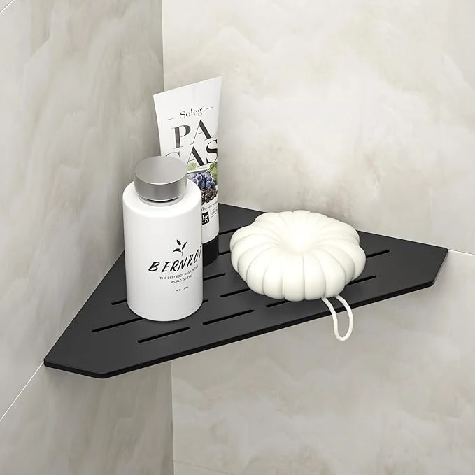 Pure Corner Shower Shelf 10 Matte Black 304 Stainless Steel Pentagonal Heavy Duty Floating Corner Shelves Slot Design Recessed Bathroom Shelf for Tiled Wall No Drilling NeededAbout ThisOverview Carefully Designed