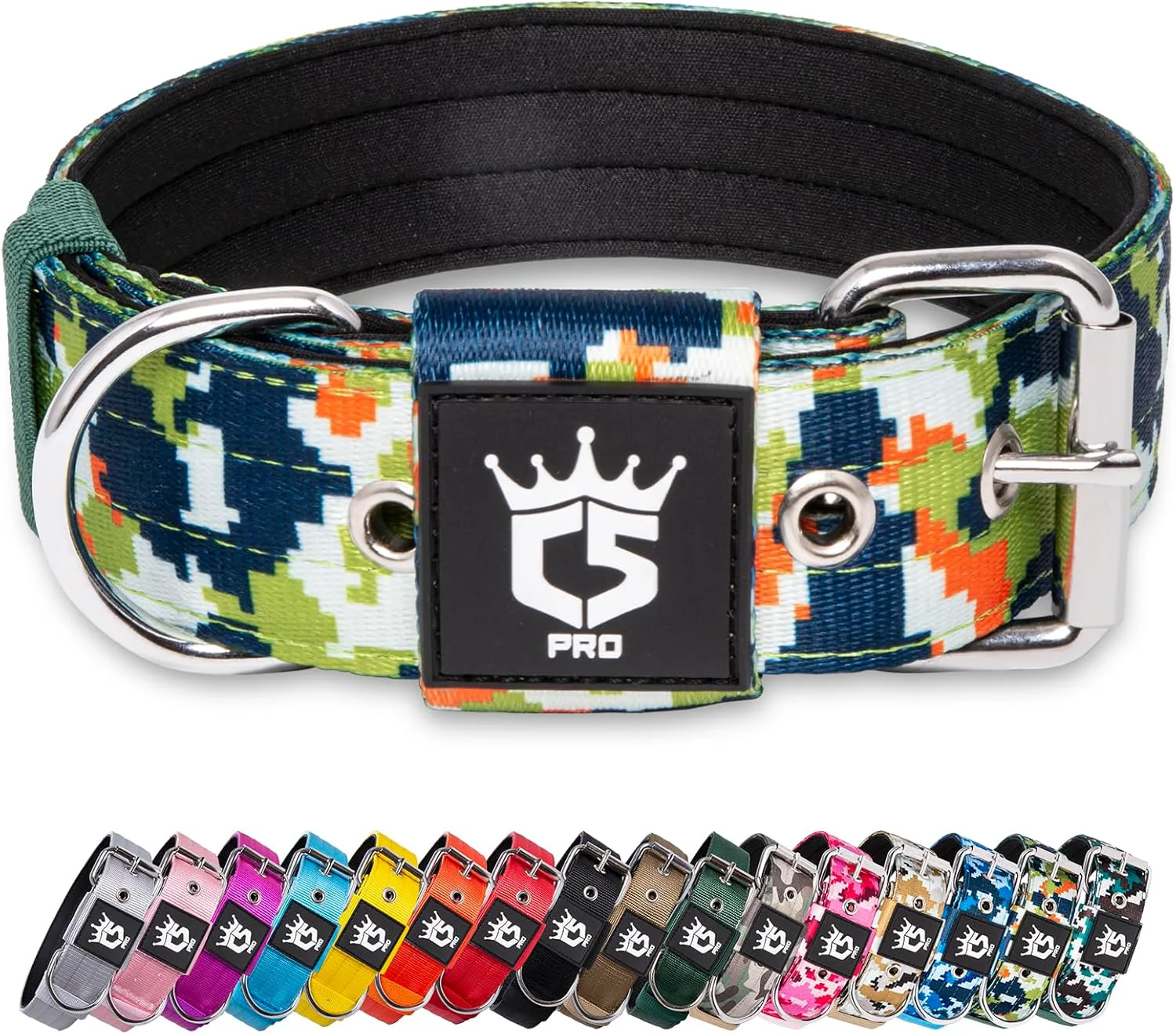 Casual TSPRO Tactical Dog Collar 1.5 Inch Wide Thick Dog Collars with Heavy Duty Metal Buckle Durable Strong Adjustable for Medium to Large Dogs Camo Green L Luxury