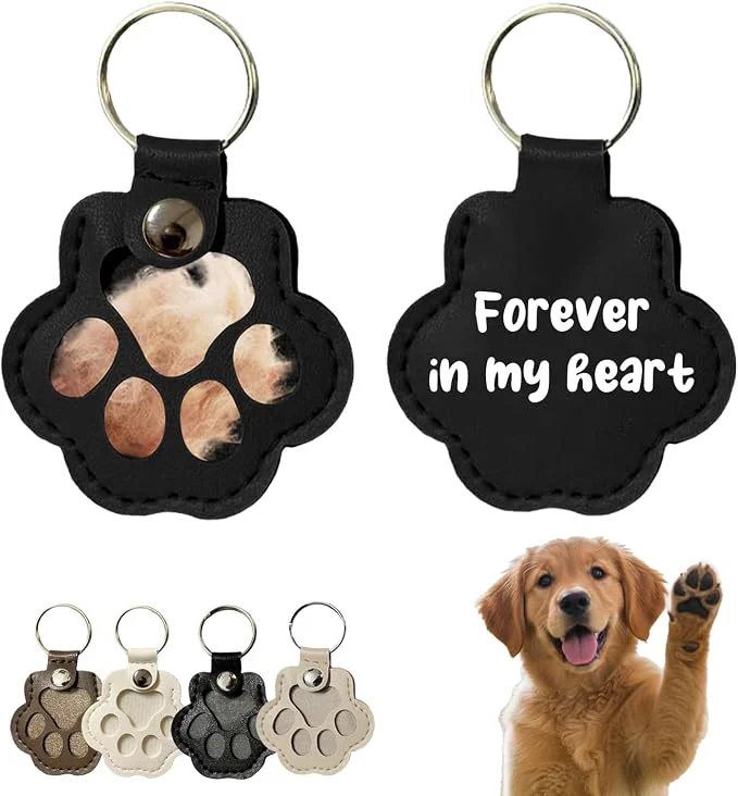 Certified Personalized Dog Hair Keychain Pet Fur Keepsake Pet Memorial Cute Storage Casual