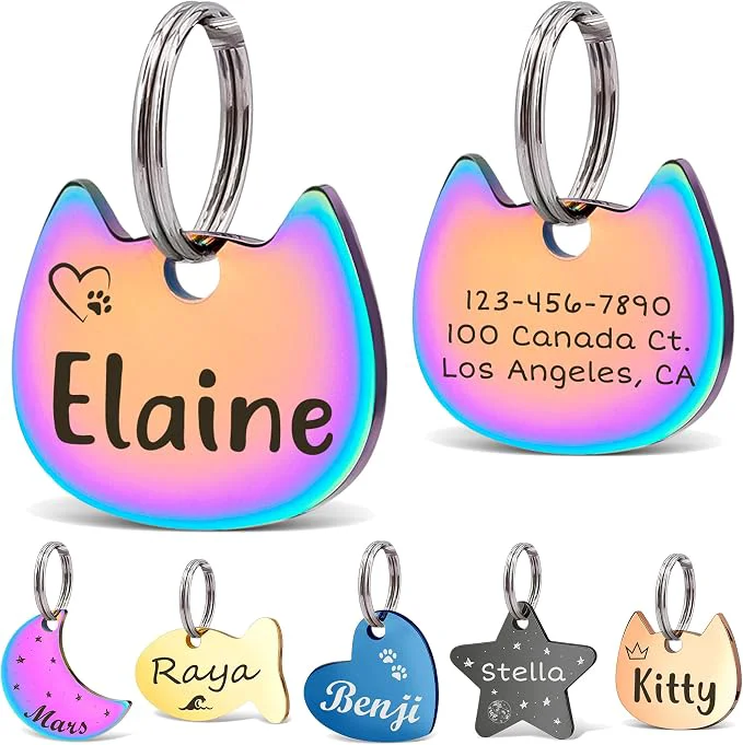 Breathable Anavia Small Size Dog Cat ID Tags Small XS Personalized Color Plated Stainless World-Class
