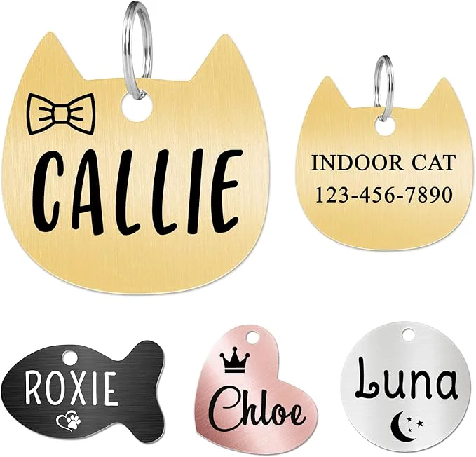 Safe Ultra Joys Cat ID Tag Personalized Pet Tags Durable Stainless Steel Small Pet Sustainable