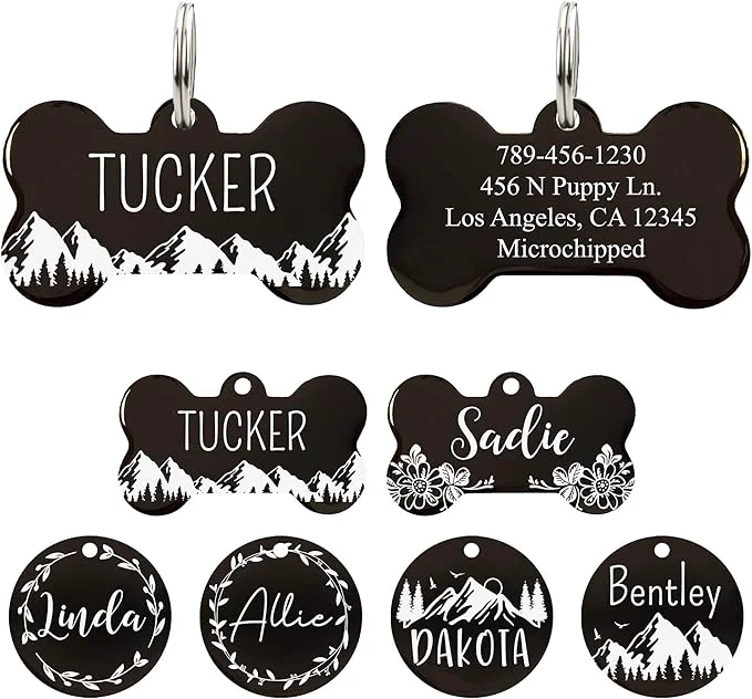 Smooth Ultra Joys Personalized Stainless Steel Bone Pet ID Tags Easy-to-Use