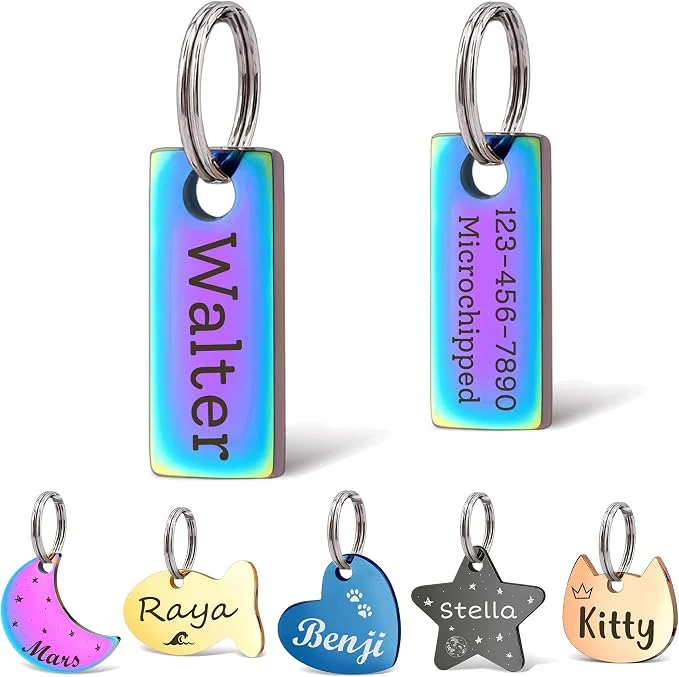 Artisan Anavia Small Size Dog Cat ID Tags Small XS Personalized Color Plated Stainless Easy-to-Use
