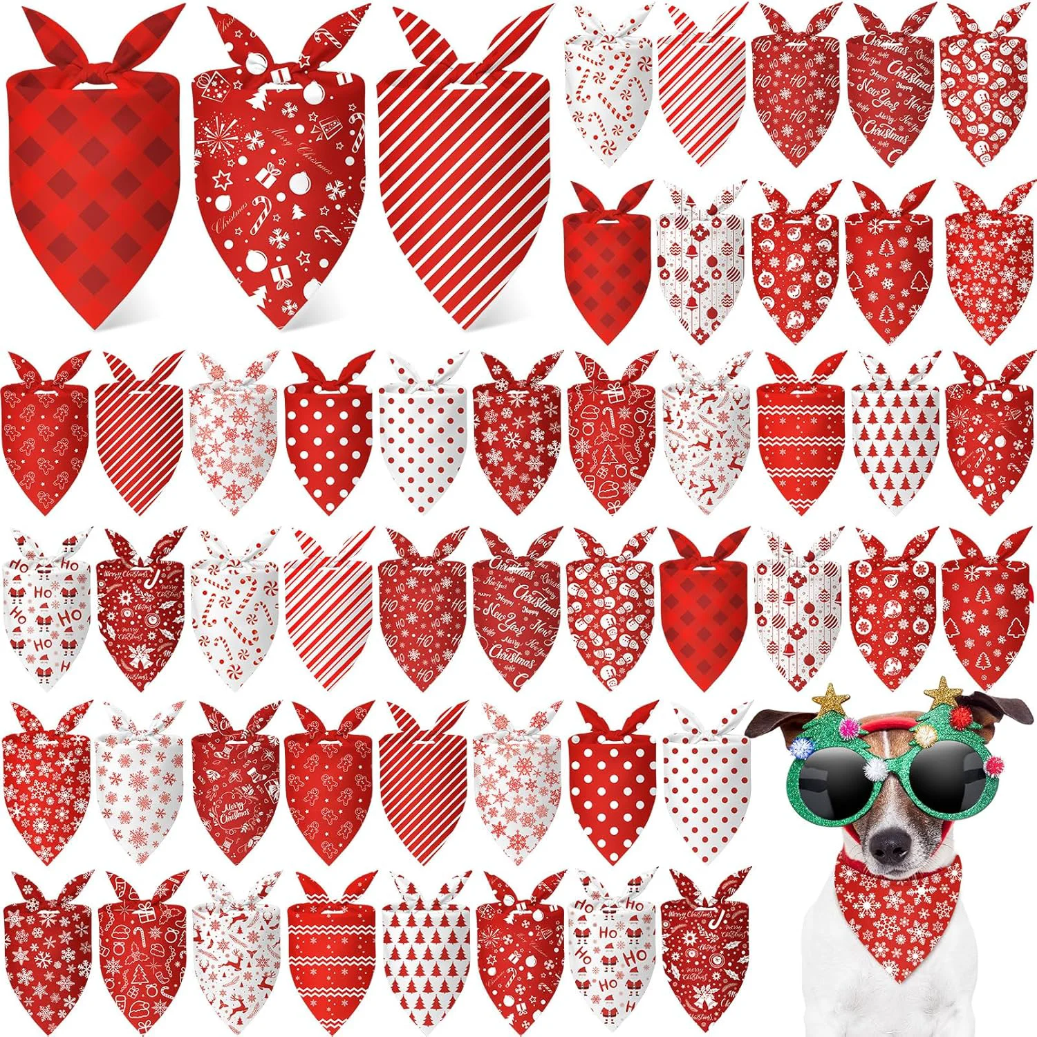World-Class Abbylike 50 Pcs Christmas Dog Bandanas Bulk Xmas Red and White Bandanas for Dogs Triangle Kerchief Bibs Scarf Set for Pet Christmas Costume Photo Props Accessories Pet Shops 25.6 x 17.7 x 17.7 Effective