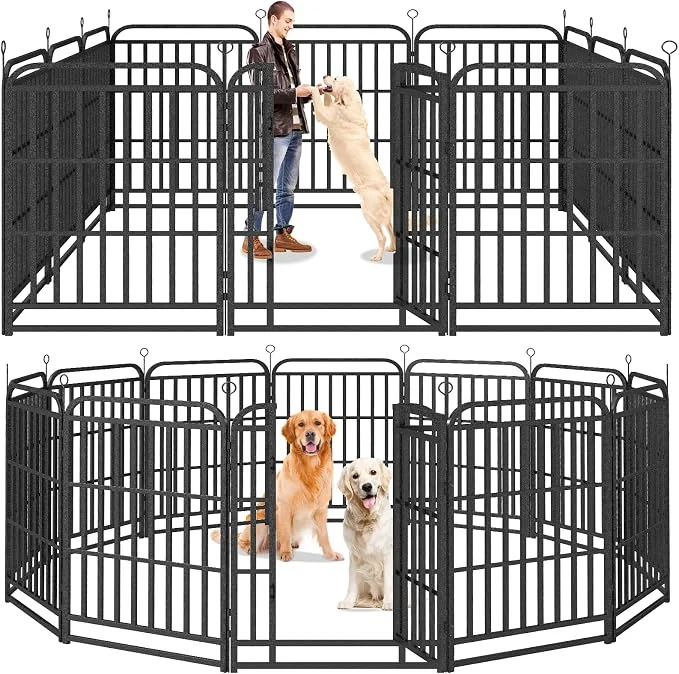 Consistent Heavy Duty Dog Playpen 12 Steel Panels 40 Height Square Steel Pipe Powerful