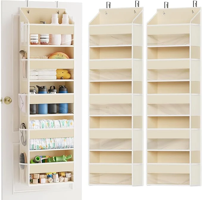 Dependable SpaceAid 2 Pack Over The Door Organizer with 5 Large Pockets and 10 Mesh Side Pockets 5 Layers Door Organizer Hanging with Clear Window for Bedroom Bathroom Pantry and Nursery BeigeAbout ThisOverview Luxury