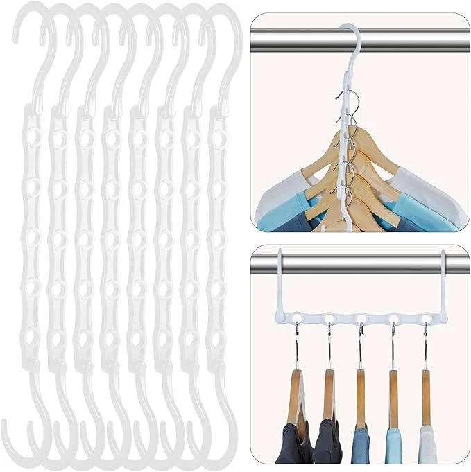 Exclusive HOUSE DAY Closet Organizers and Storage 8 Pack Hangers Space Saving Clothes Hangers Sturdy Plastic Hangers with 5 Holes for Wardrobe Closet Organization College Dorm Room EssentialsAbout ThisOverview High-Grade