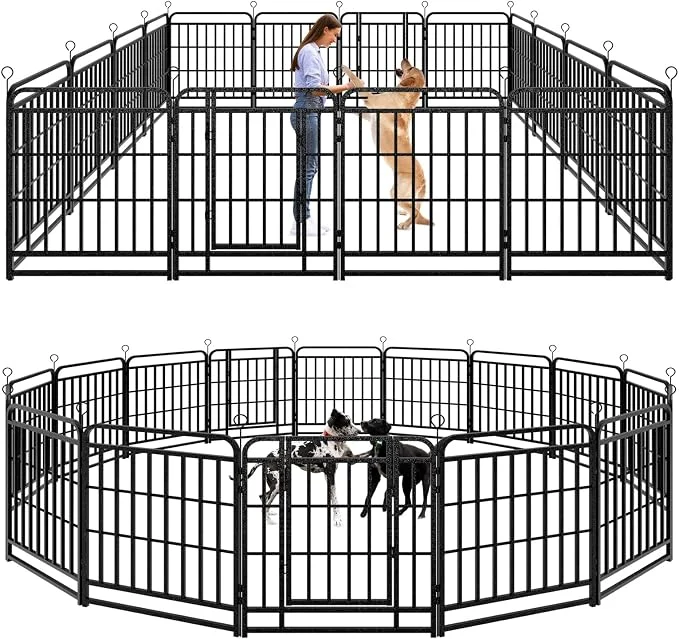 Organic Dog Fence Outdoor 16 Piece Panels 32 Height Square Steel Pipe Enhanced