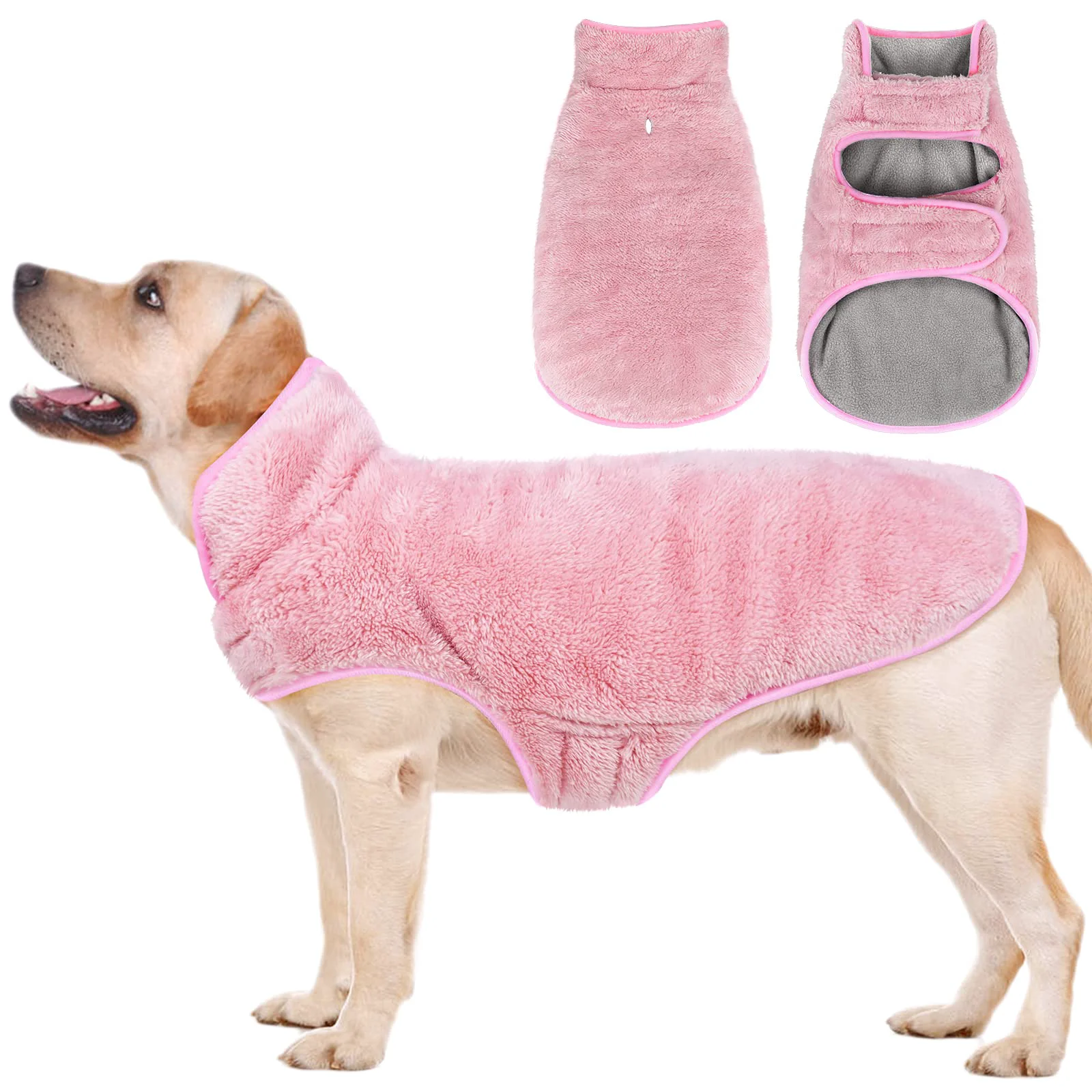 Reusable Malier Dog Winter Coat - Reversible Fleece Windproof Jacket for Small to Large Dogs Pink Medium Excellent