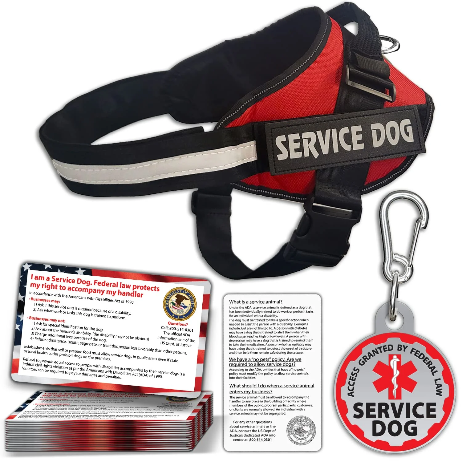 High-Grade Pelto Service Dog Vest ID Tag ADA Cards — Reflective Harness Set XS–XXL Trendy