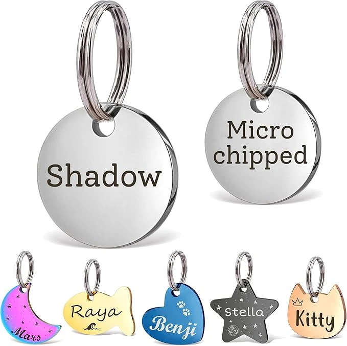 Clean Anavia Small Size Dog Cat ID Tags Small XS Personalized Color Plated Stainless Expertly Made