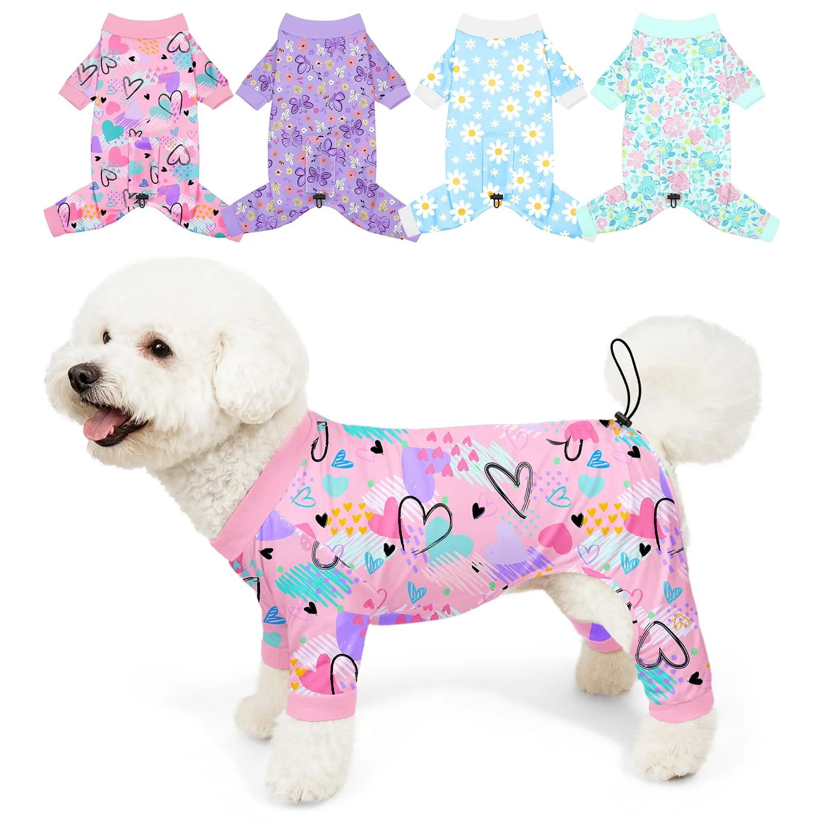 Selected Bienbee Dog Pajamas 4 Pack – Cute Soft Adjustable PJs for Small to Large Dogs Smart