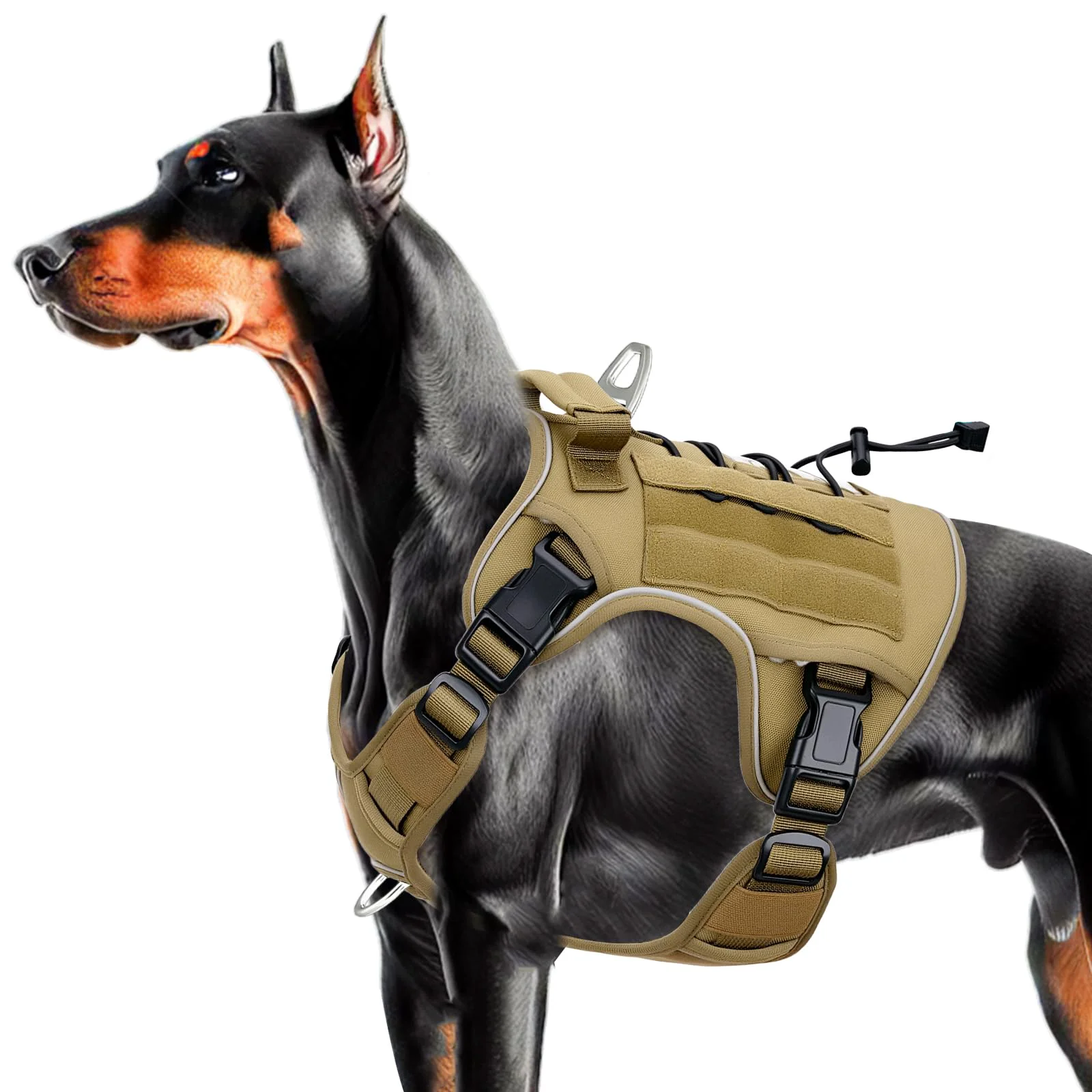Expertly Made Bruvoalon Heavy-Duty Tactical Dog Harness No-Pull MOLLE Reflective Vest for Large Dogs Minimalist