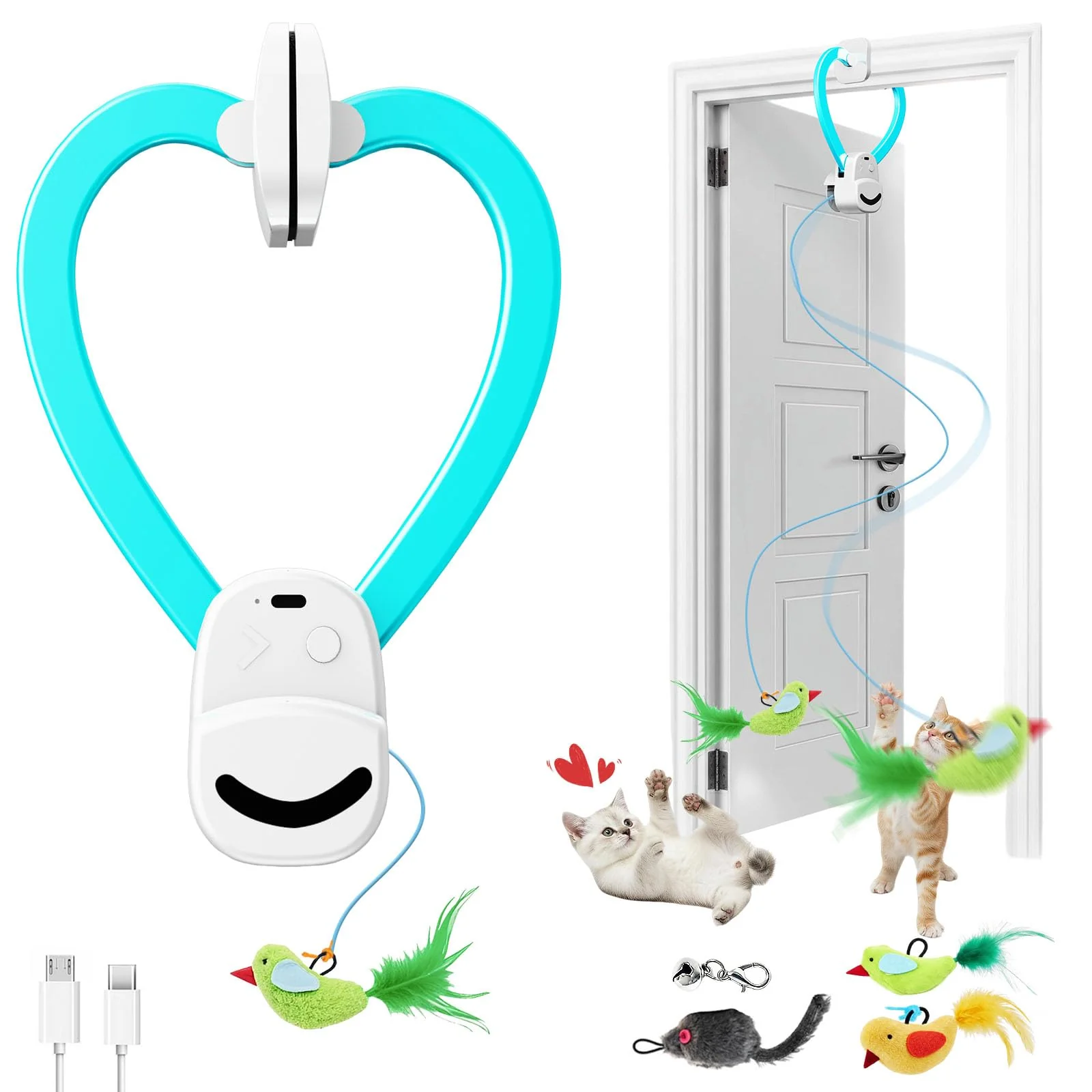 Effective CATPICK Interactive Cat Toys — Automatic Doorway Flying Bird Mouse Kit for Indoor Cats Verified