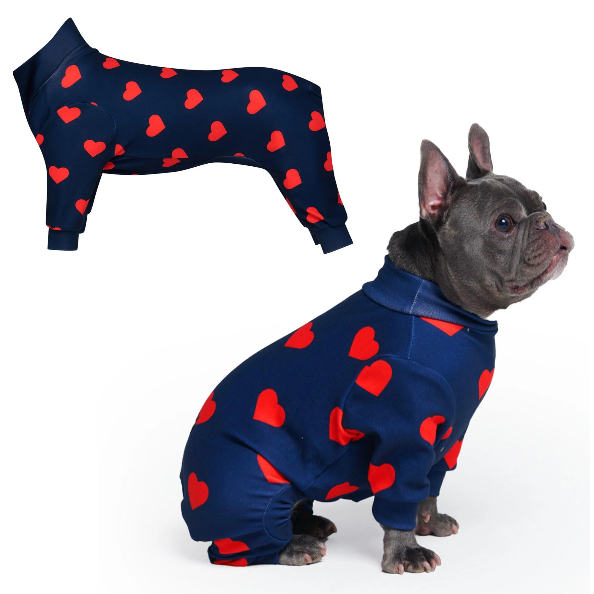 Flexible Spark Paws Dog Pajama XL Hearts – Ultra-Soft 4-Way Stretch Onesie for All Breeds Trendy