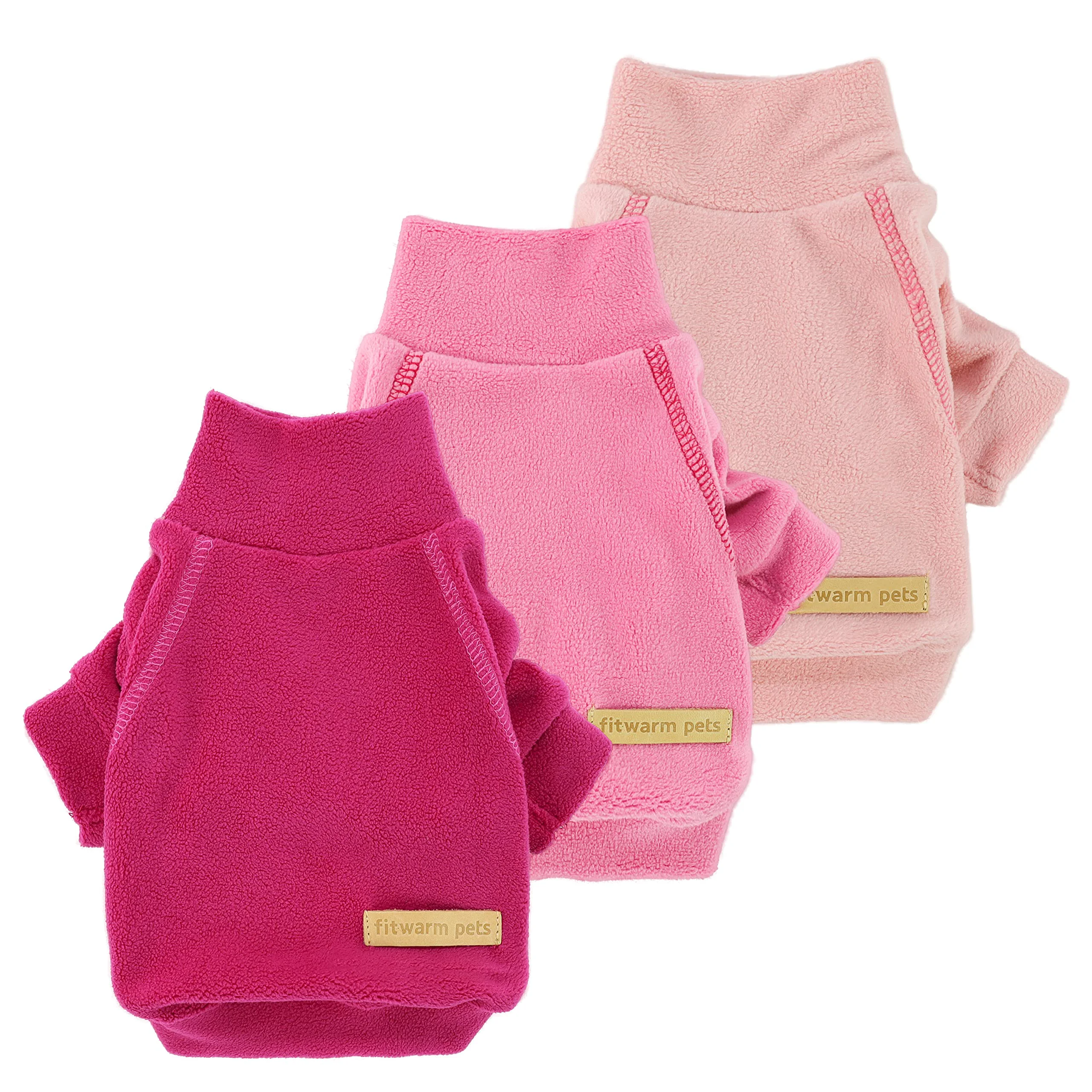 Sophisticated Fitwarm 3 Pack Classic Fleece Dog Sweater – Pink Turtleneck for Small Dogs Medium Premium Material