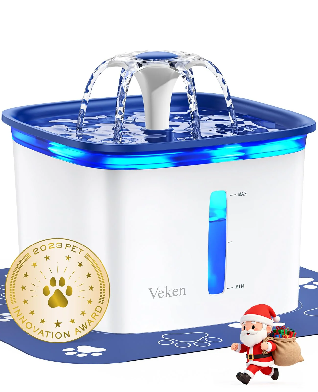 High-End Veken 95oz Pet Fountain – Award-Winning 2.8L Water Dispenser with Filters Soft