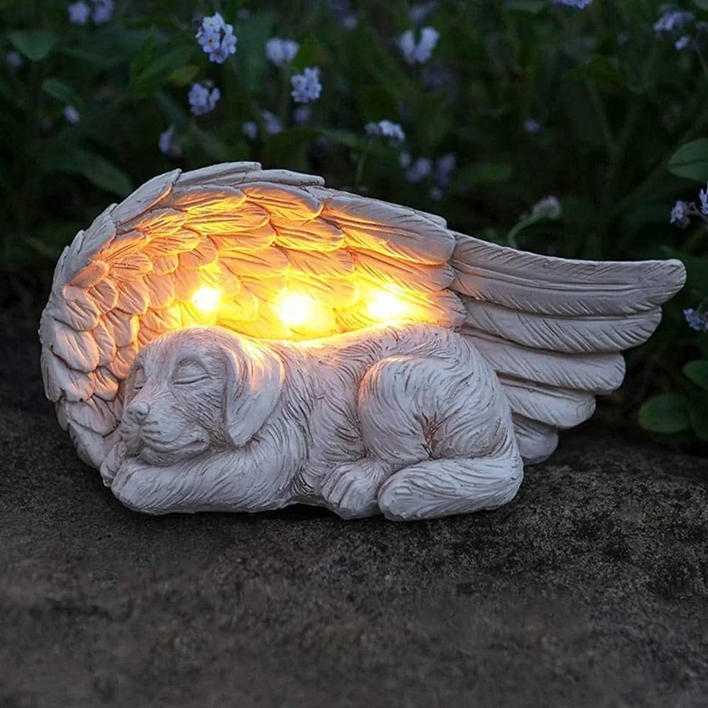 Advanced iHeartDogs My Guardian Angel Garden Solar Light – Pet Memorial Stone Detailed