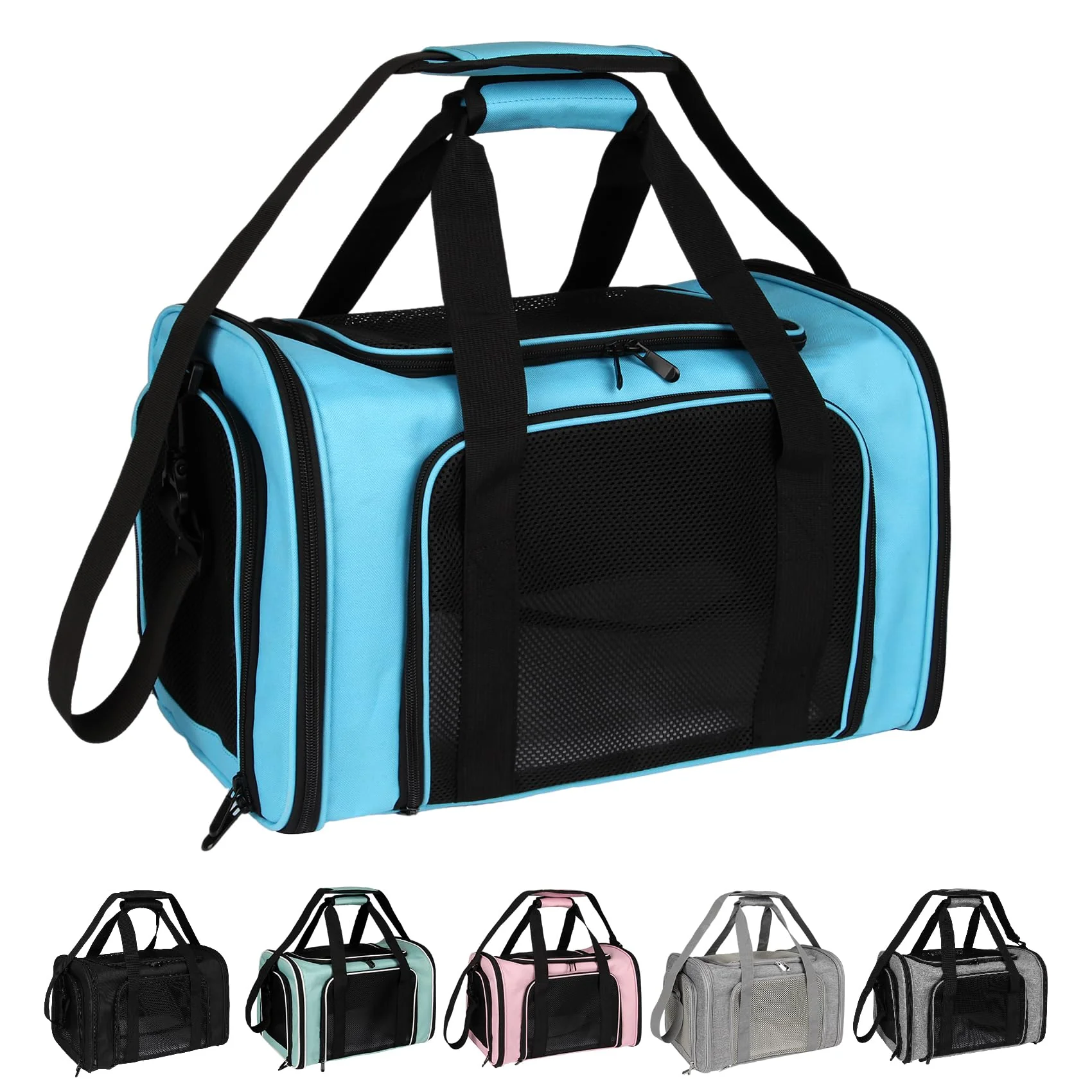 High-Quality Top tasta Dog Cat Carrier – Soft Sided Airline Travel Carrier in Blue Medium Secure