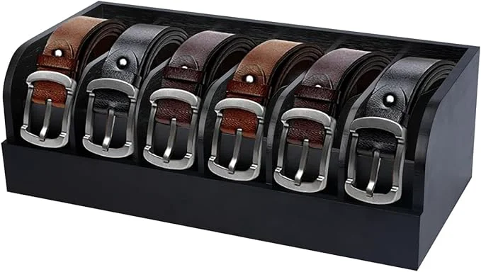 Innovative GTI Belt Organizer 6 Compartments Belt Organizer for Closet and Drawer Bamboo Display Case for Tie and Belt Belt Storage Organizer for Men Women Black About ThisOverview Official