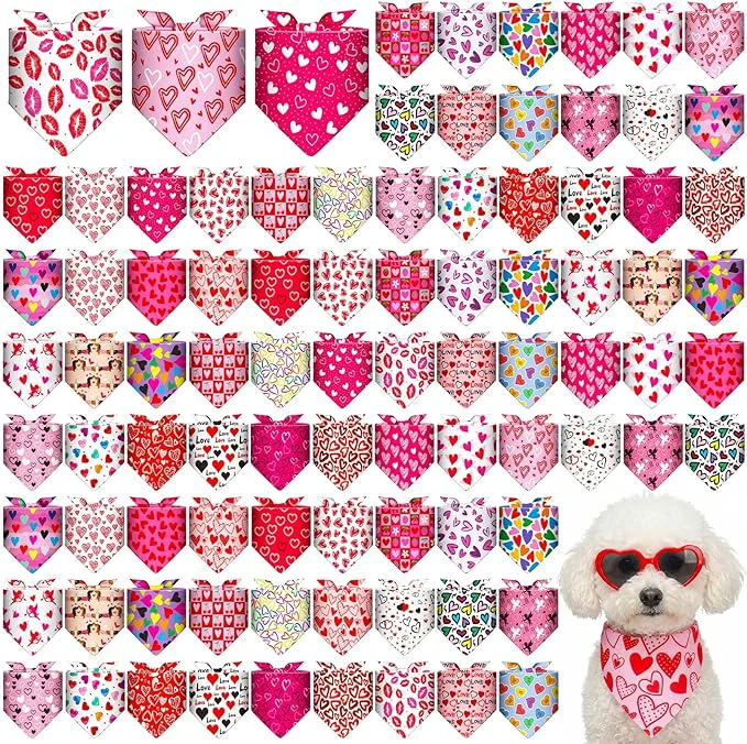 Classic Youyole 120 Pcs Valentine's Day Dog Bandana Bulks Love Dog Bandanas Valentine's Exceptional