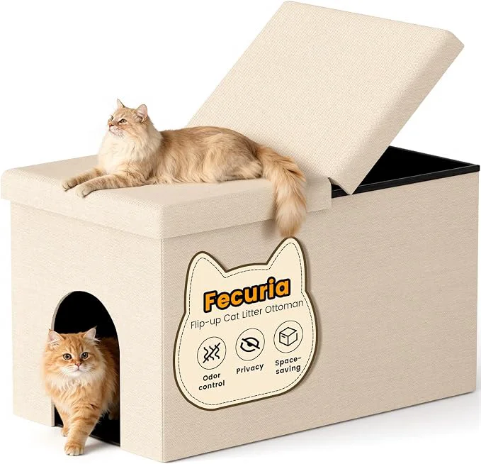 Modern 3-in-1 Cat Litter Box Enclosure Enhanced