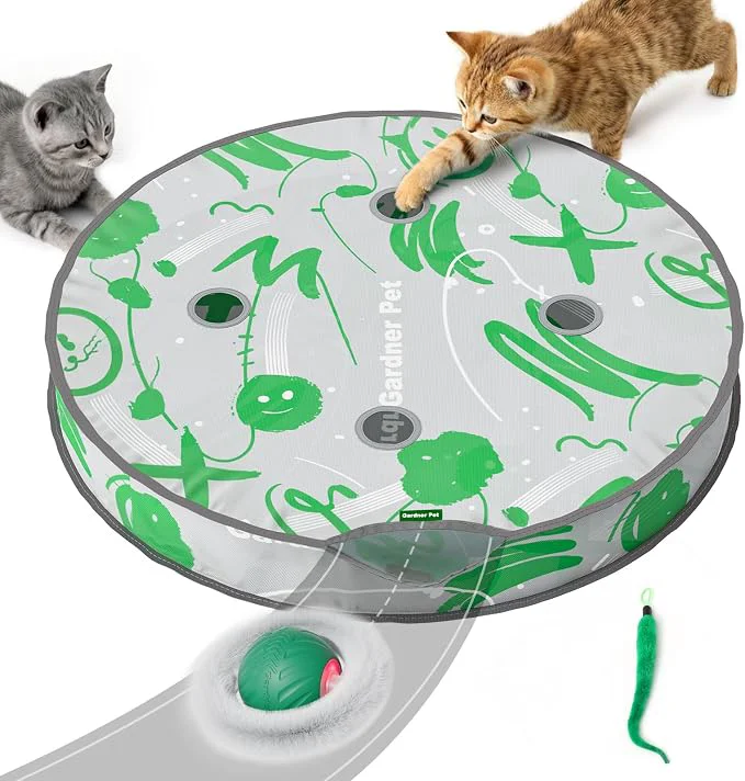 Trendy Gardner Pet Interactive Cat Toys Ball Self Moving Ball in 4 Holes Play Mat Enhanced