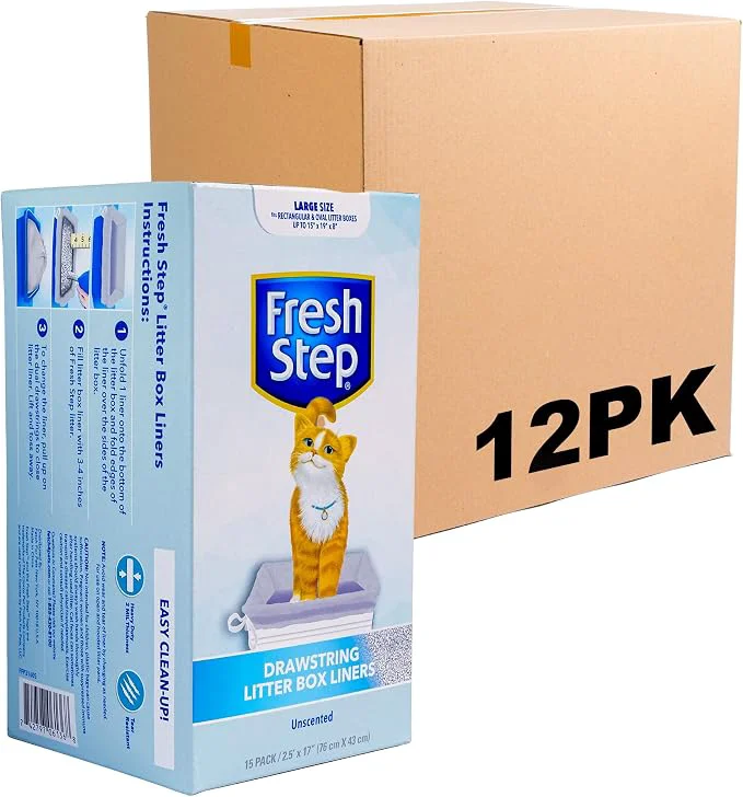 Smooth Fresh Step Drawstring Cat Litter Box Liners Unscented Heavy Duty Kitty Litter Advanced