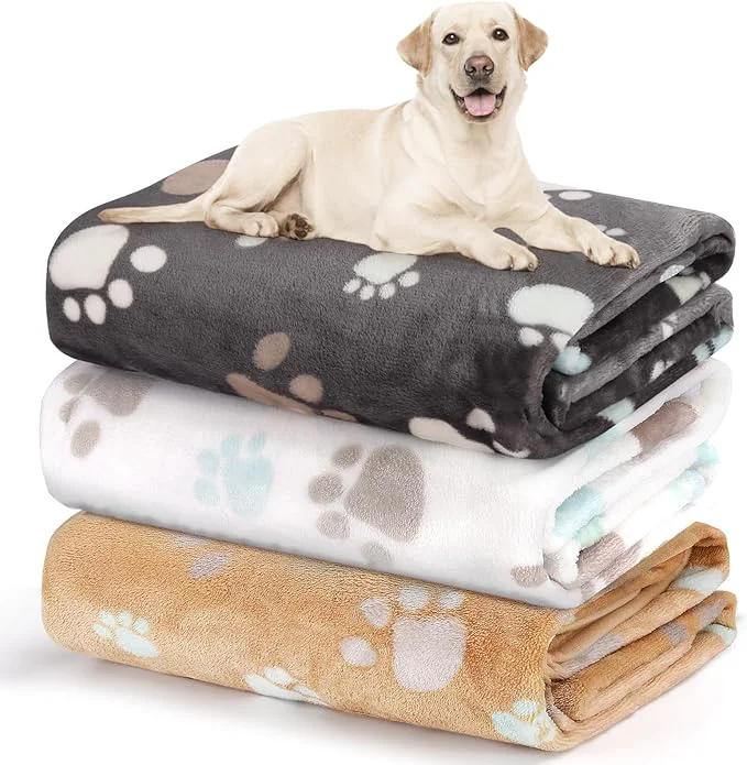 Fast Dog Blanket for Large Dogs 3 Pack Dog Cat Flannel Blankets Washable Soft Pet Sustainable