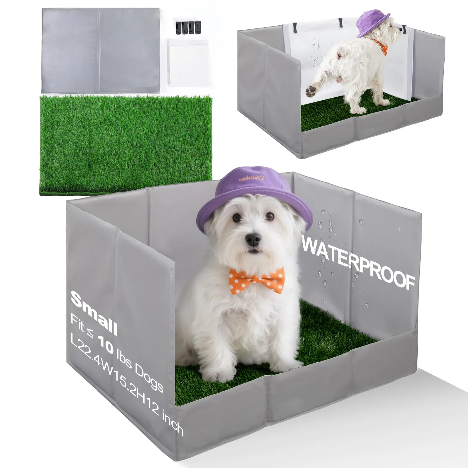 Breathable HQ4US 4LEGS Dog Grass Pad with Tray – Foldable Odor- Indoor Potty Premium