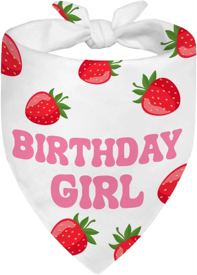 Sustainable Birthday Girl White Dog Bandana Cute Pet Scarf Contemporary