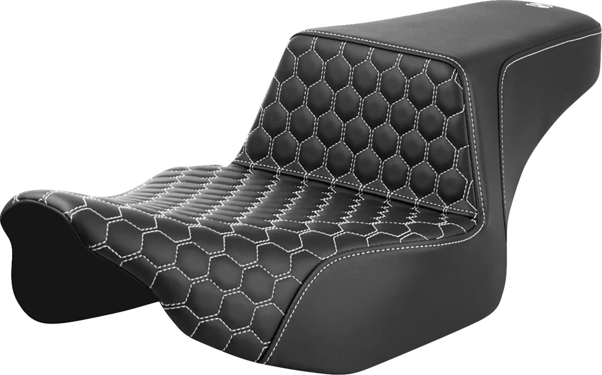 Efficient SADDLEMEN Step-Up Seat - Extended Reach - Front Honeycomb - White Stitch - FL '23-'24 823-07-17806 Elite