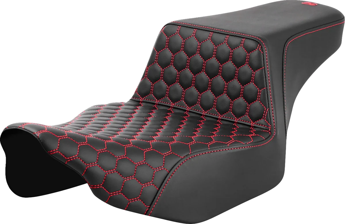 Traditional SADDLEMEN Step-Up Seat - Extended Reach - Front Honeycomb - Red Stitch - FL '23-'24 823-07-17804 Healthy