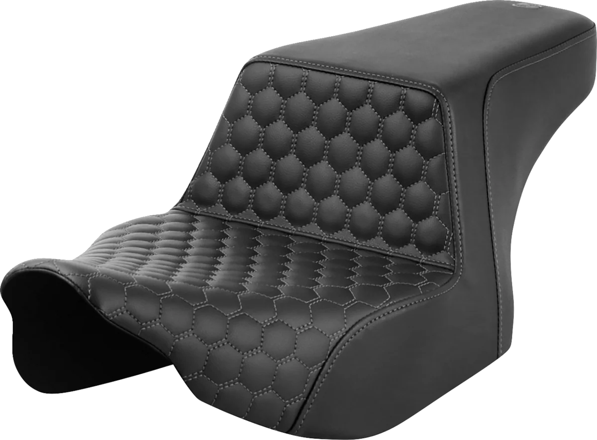 Enhanced SADDLEMEN Step-Up Seat - Front Honeycomb - Gray Stitching - FL '23-'24 823-07-17702 Outstanding