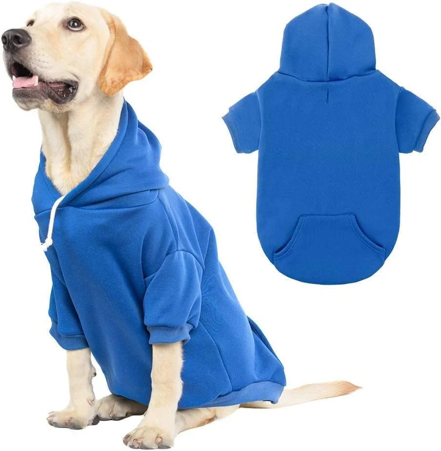 Secure KOOLTAIL Basic Dog Hoodie - Soft and Warm Dog Hoodie Sweater with Leash Hole and Pocket Dog Winter Coat Cold Weather Clothes Sweatshirt for Small Medium Large Dogs Puppy Cat Boys Girls Blue L Optimized