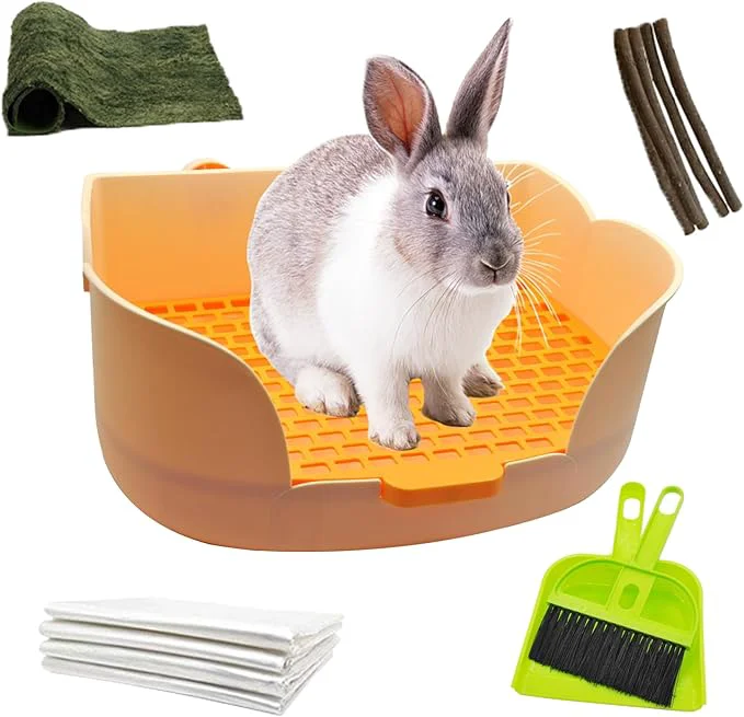 Healthy 15.1 X11.0 Large Rabbit Litter Box Plastic Square Rabbits Potty Trainer Long-Lasting