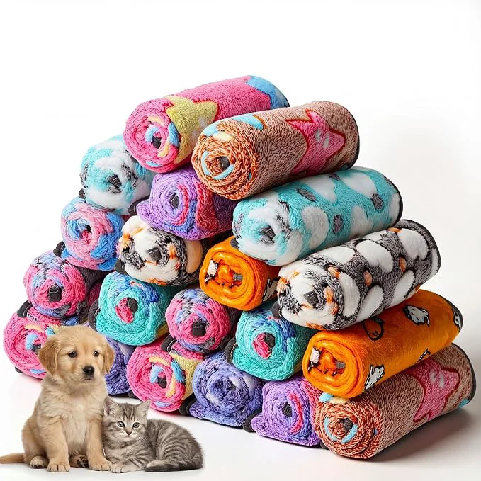 Minimalist 20 Pcs Puppy Blanket Bulk Soft Fluffy Flannel Pets Fleece Blankets Optimized