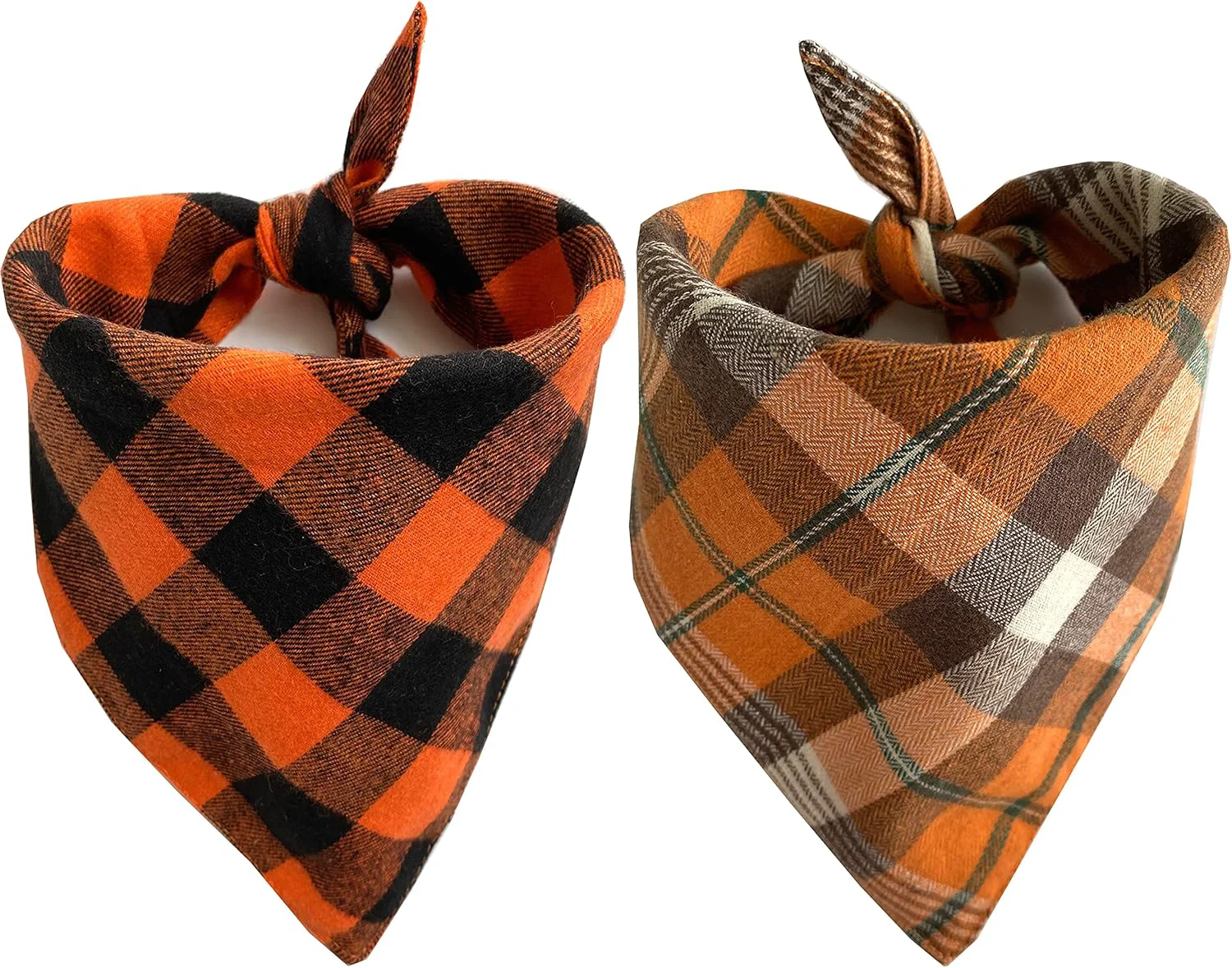 Trendy eaf Fall Halloween Dog Bandanas 2 Pack Orange Plaid Pet Scarf for Boy and Girl Premium Durable Fabric Holiday Thanksgiving Bandana for Small and Medium Dogs Small High-Quality