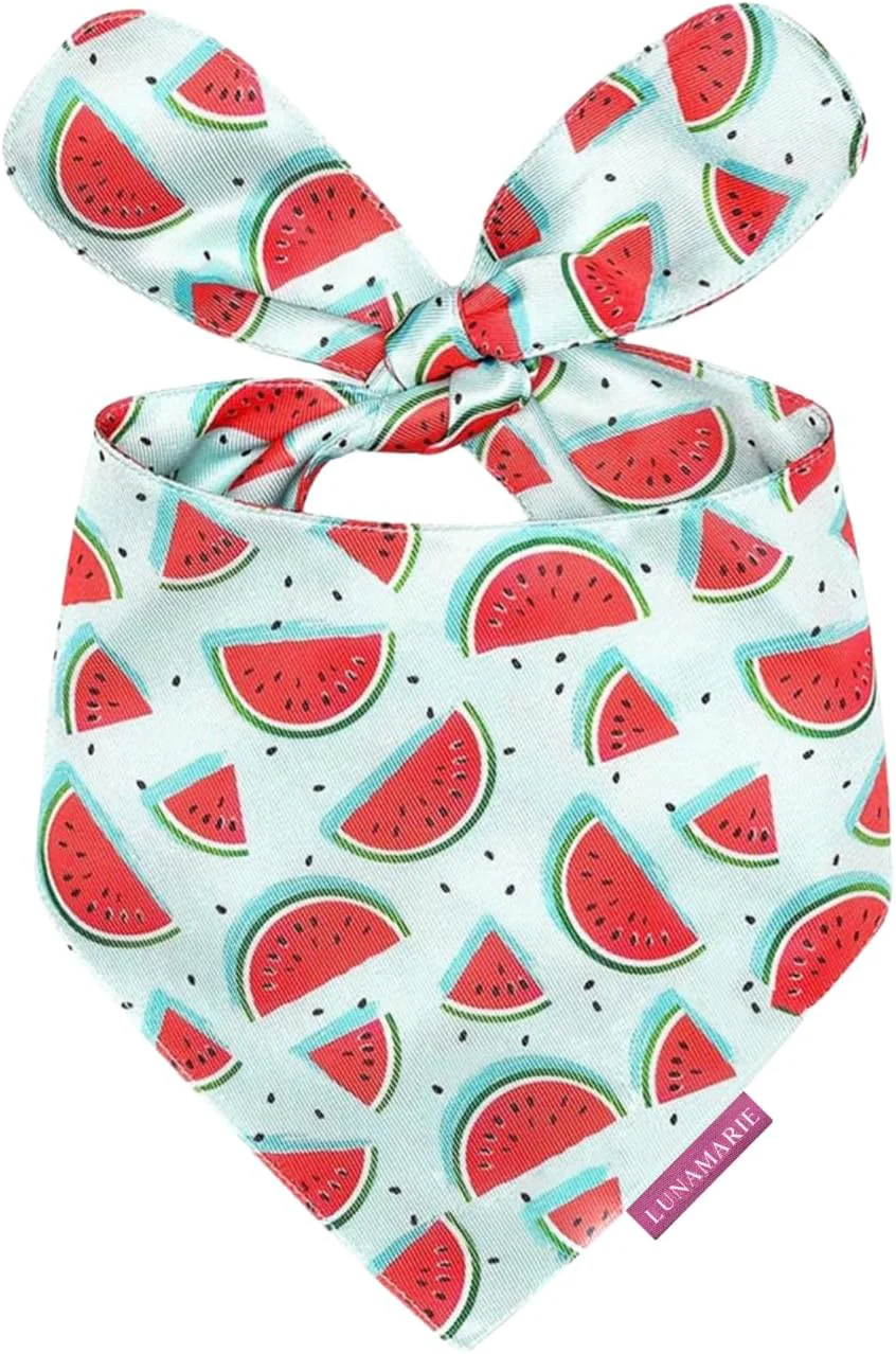 Breathable LunaMarie - Luxury Dog Bandanas - Cute Watermelon Design Natural