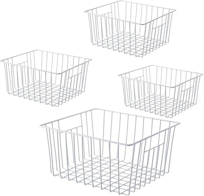 Exceptional zer Wire Baskets Kitchen Storage Organizer Bins for Chest and Upright zer Refrigerator Dividers Containers with Handles - Pearl White 4 About ThisOverview Soft