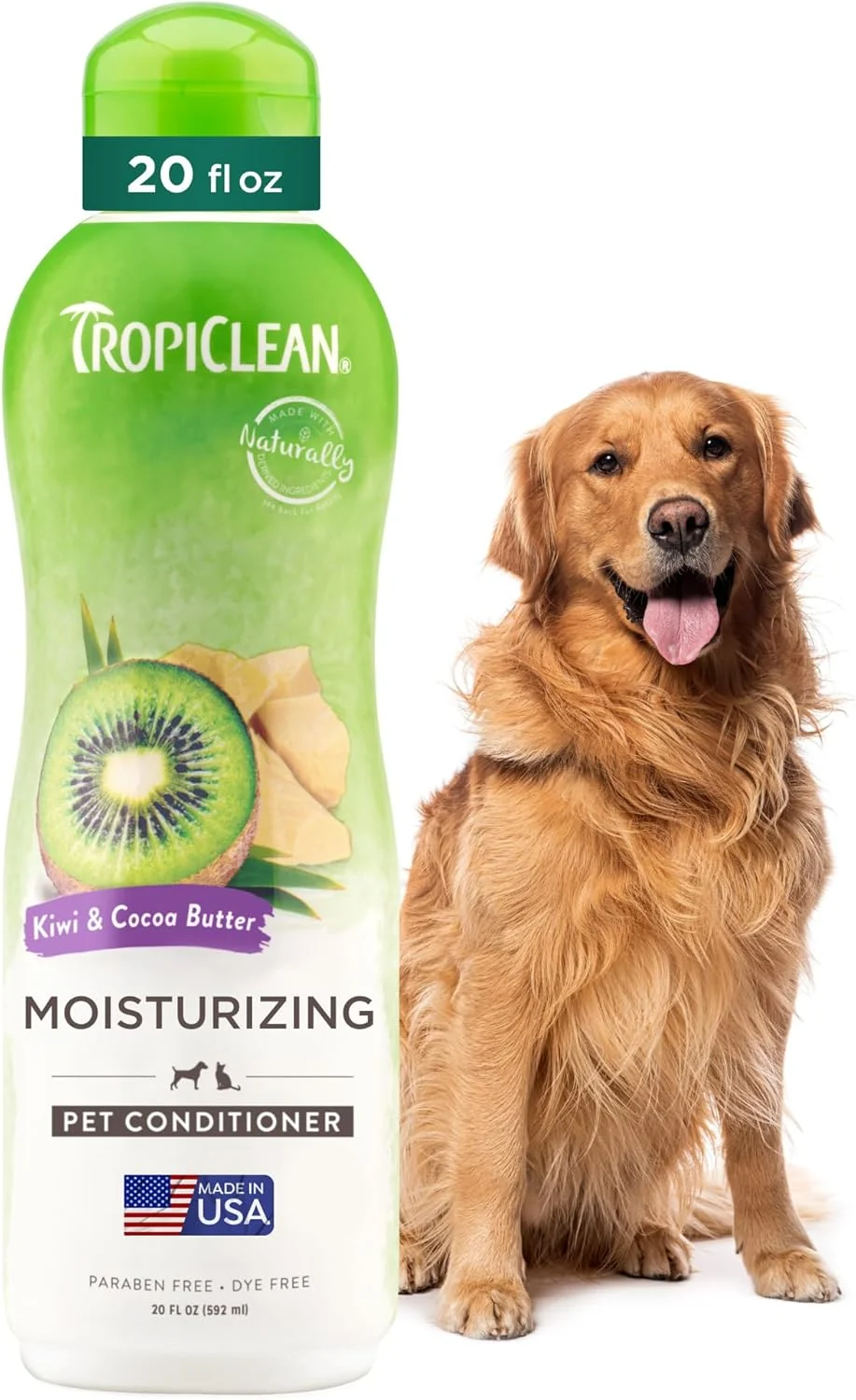 Detailed TropiClean Dog Conditioner Easy Detangling Moisturizing Conditioner Puppy Safe Made in The USA Kiwi Cocoa Butter Scent 20oz. Consistent