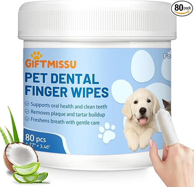 World-Class 80 Counts Pet Dental Finger Wipes Certified