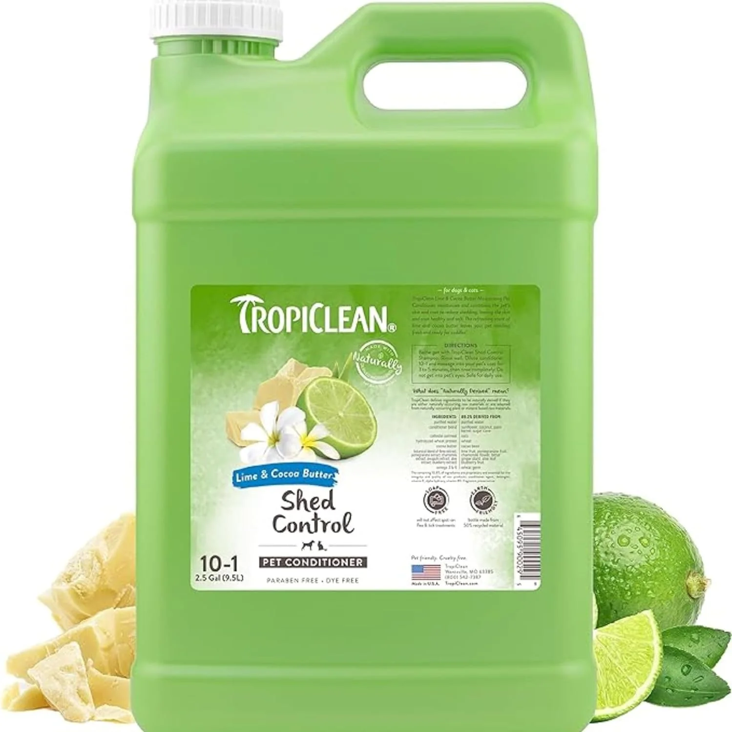 Advanced TropiClean Deshedding Dog Conditioner Professional Conditioner Reduces Shedding Softens Coat Puppy Safe Lime Cocoa Butter Scent 2.5 Gallon High-Quality
