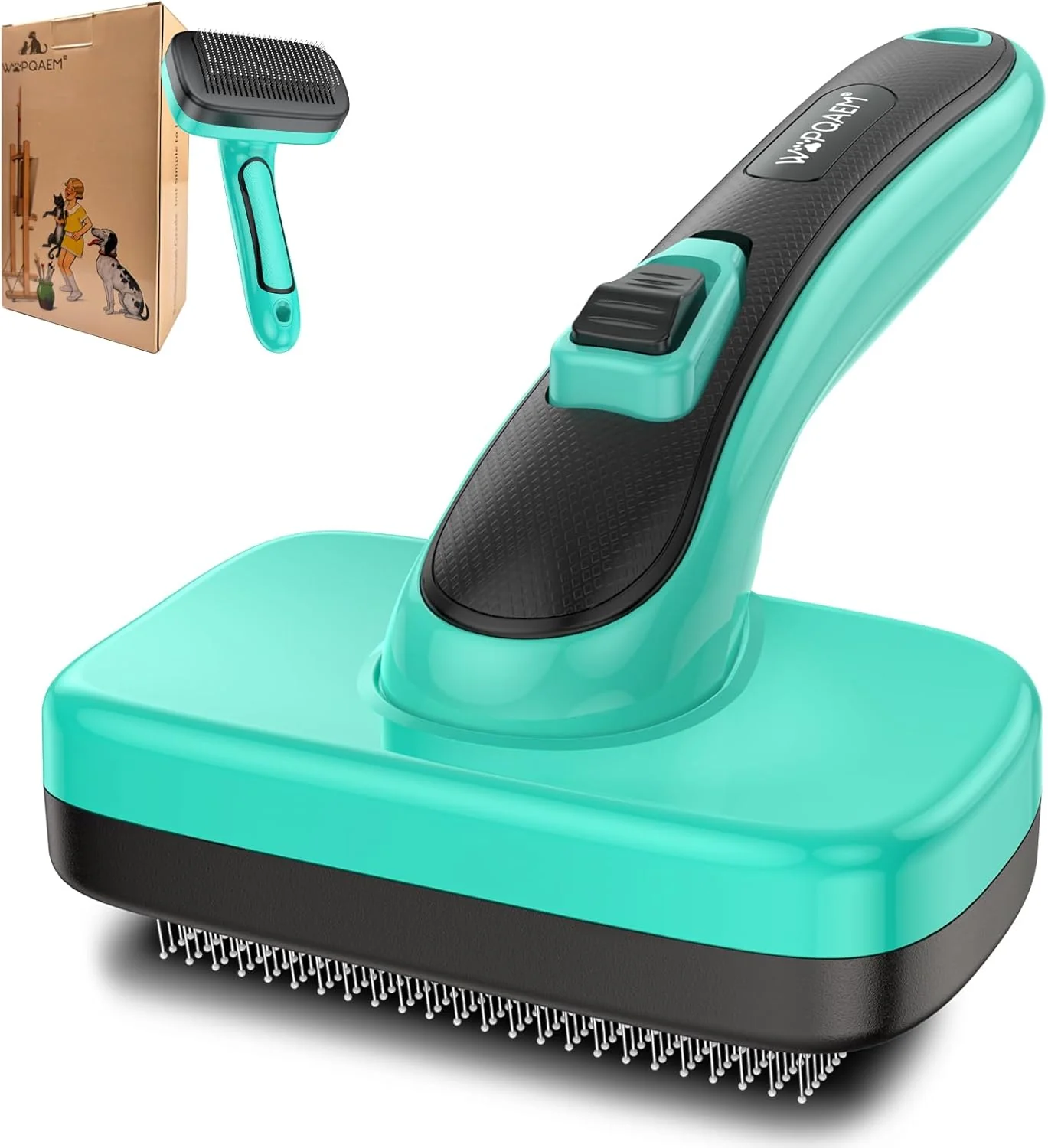 Artisan Dogs Self Cleaning Slicker Brush for Shedding Grooming Short Long Haired Pets Removes Loose Fur Undercoat Mats Tangled for Large Medium Small Sensitive Skin of Cats. Easy to Cleaning Smooth