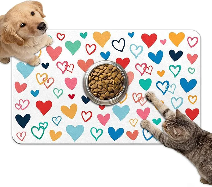 Relaxed Dog Food Mat for Bowls Absorbent Quick Dry Dog Cat Mats for Food and Water Trendy