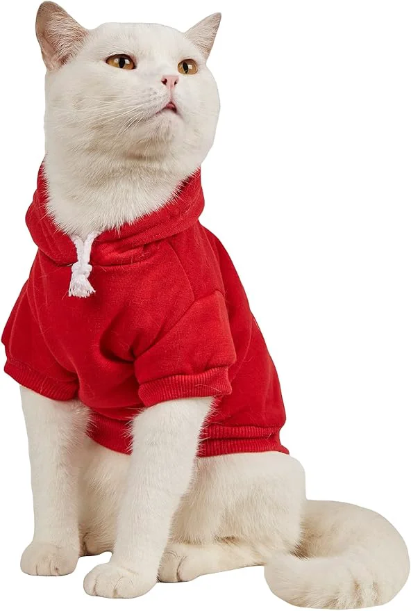 Eco-Friendly QWINEE Basic Dog Hoodie Sweatshirt Puppy Sweater Warm Cat Costumes Pet Clothes Practical