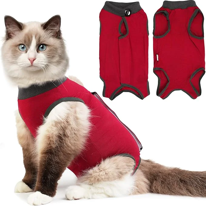 Green Cat Recovery Suit Breathable Cat Surgery Recovery Suit Female Kitten Onesie Long-Lasting