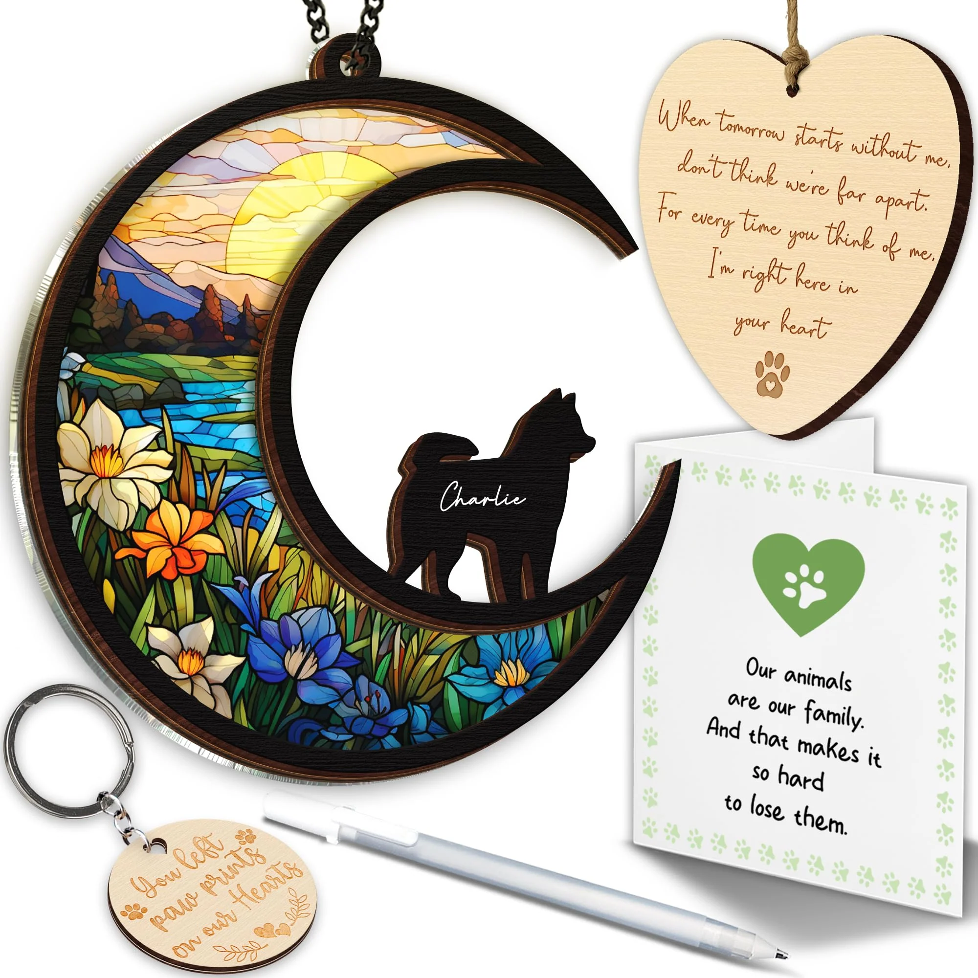 Breathable Vinatimes 6'' Siberian Husky Memorial Suncatcher – Personalize Remember Luxury