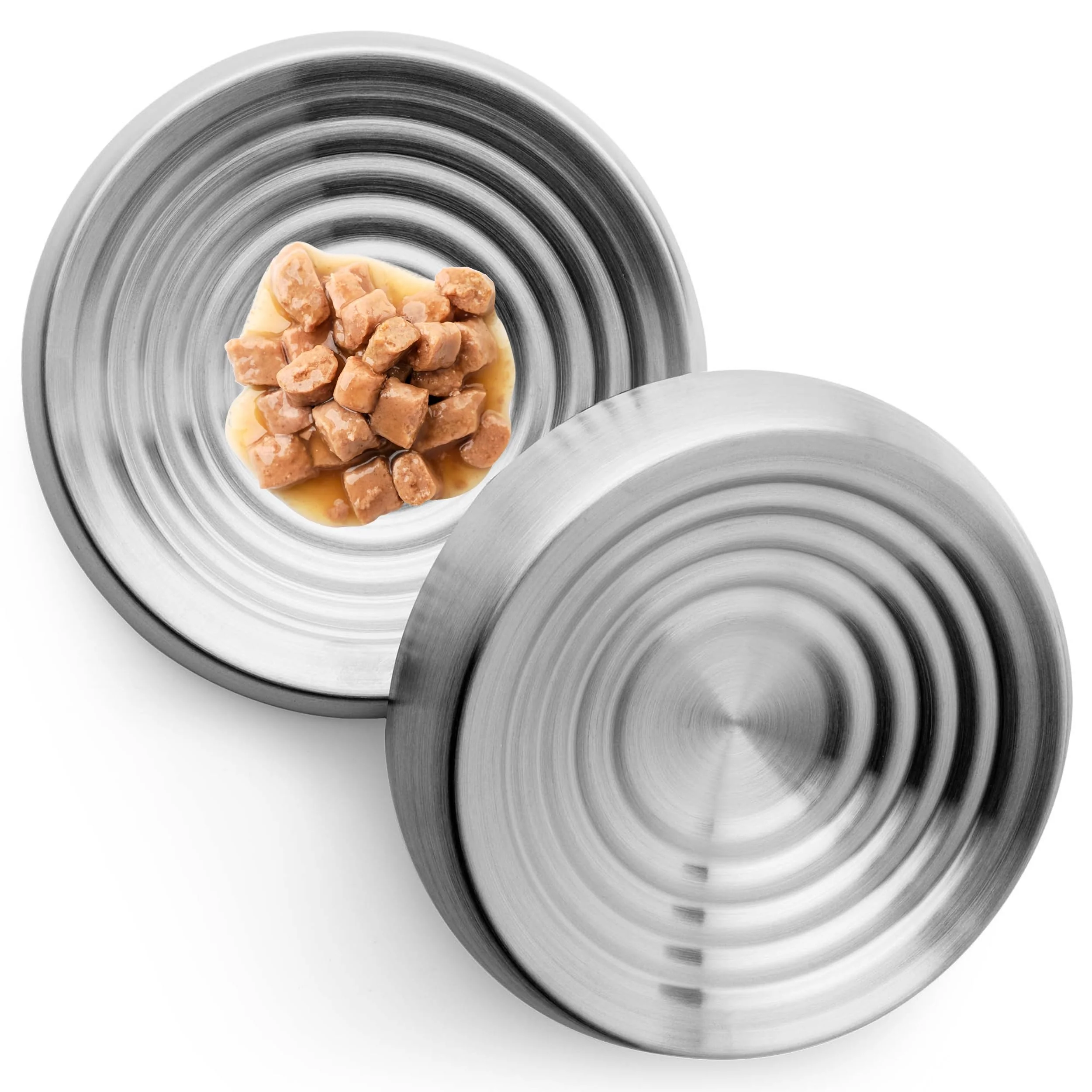 Flexible CatGuru Cat Bowls - Whisker-Friendly Wide Saucer Non-Slip Stainless Steel Set of 2 Innovative