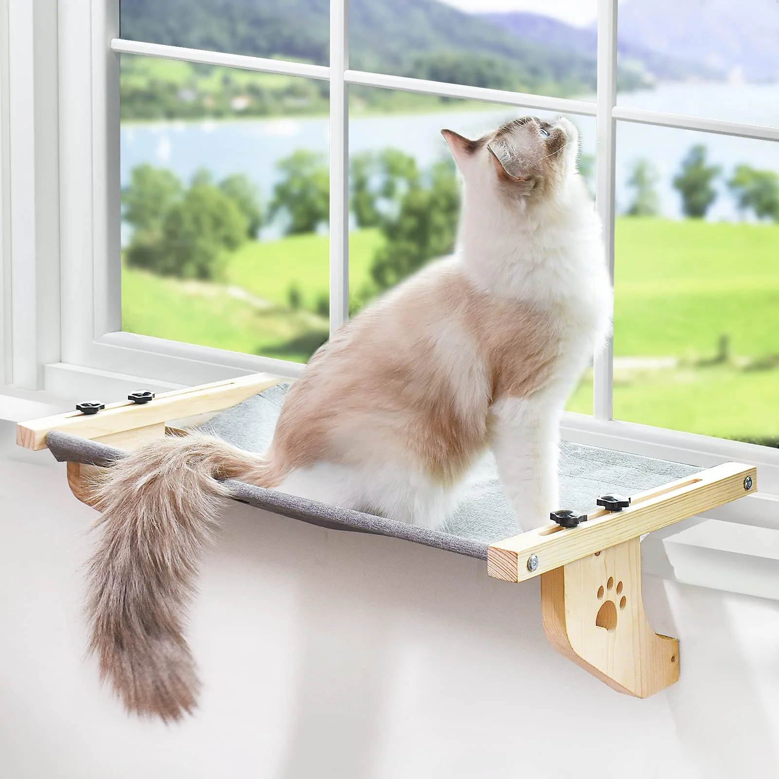 Professional AMOSIJOY Cat Sill Window Perch – Sturdy Wood Metal Frame No-Drill Install Exceptional